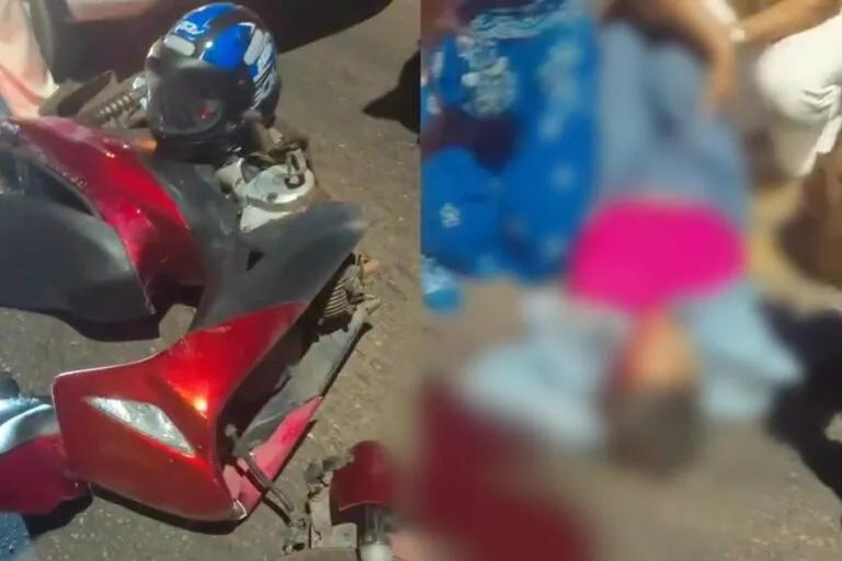 Foto da matéria: Mulher fica ferida em acidente de trânsito próximo ao Residencial Tiradentes, em Marabá